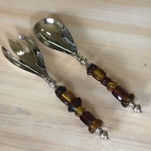 Salad Server Spoon and Fork Set Utensils Serveware Neutral  Stainless Be…